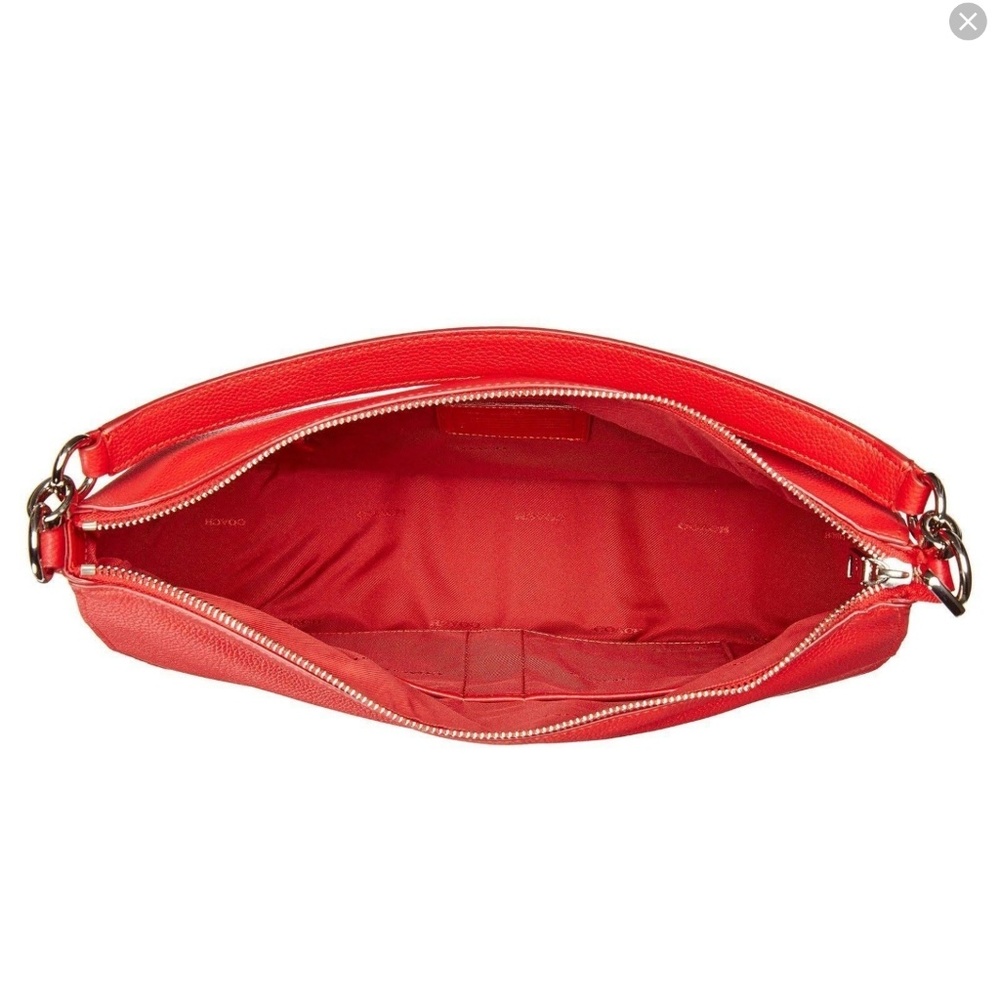 Coach Bag Turnlock Hobo Luxe Pebble Leather Tru Red Convertible To Crossbody NWT - Picture 5 of 7